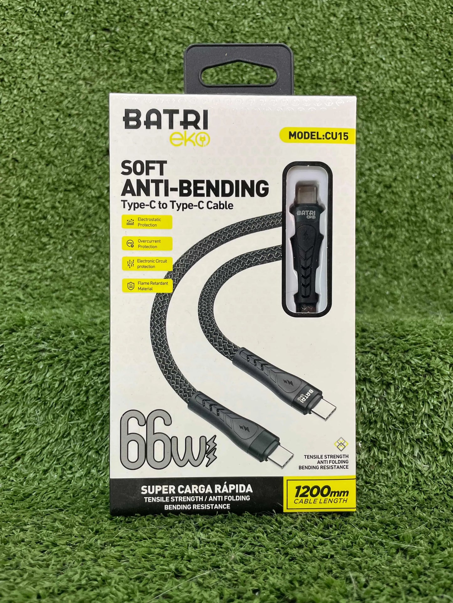 Cable Cargador | Doble Tipo C | 66w | Super Carga Rapida | 1.2 Metros | Resistente | Batri