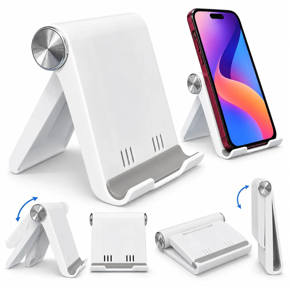 Soporte Porta Celular para Escritorio | Holder Ajustable Antideslizante Y Muy Resistente | Color Blanco