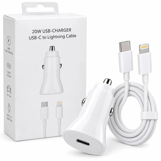 Cargador Iphone Para Auto 20w | Cargador Para Carro Completo |Adaptador + Cable tipo C a Lightning | Carga Rapida