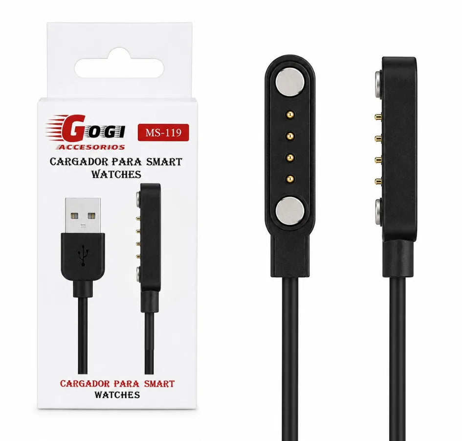 Cable Cargador Magnetico Para Smartwatch Con 4 Pines | Applewatch | Gogi Ms 119