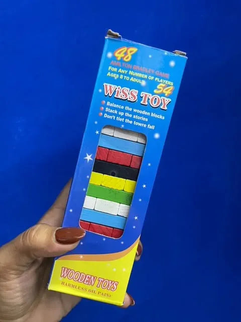 Jenga De Madera | Colores | 48 Piezas | 13cms | Incluye Dados