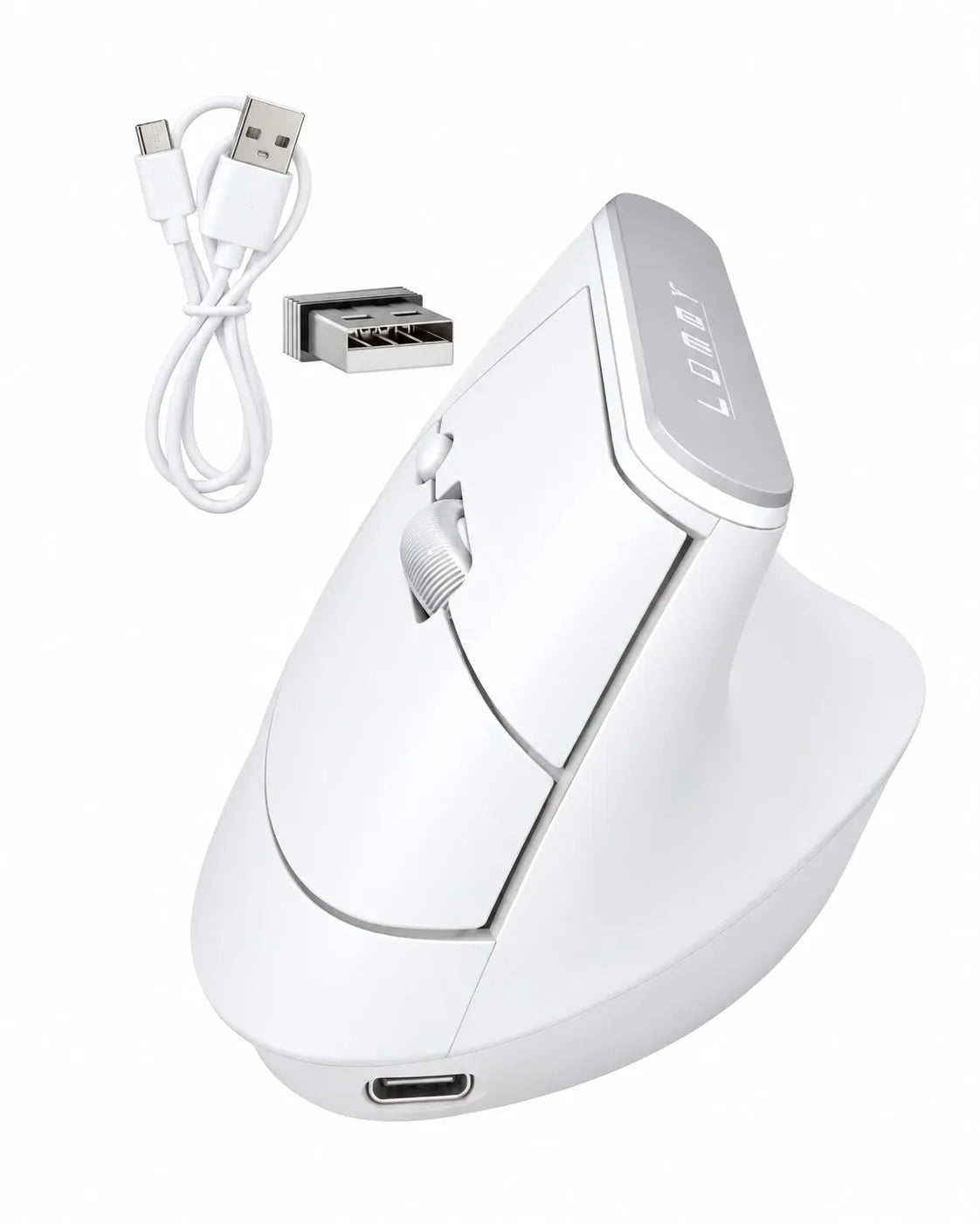 Mouse Inalambrico | Ergonomico | 2.4 Ghz + Bluetooth | Recargable | Alta Precision | Incluye Cable Para Cargar | Color blanco | LMO-01