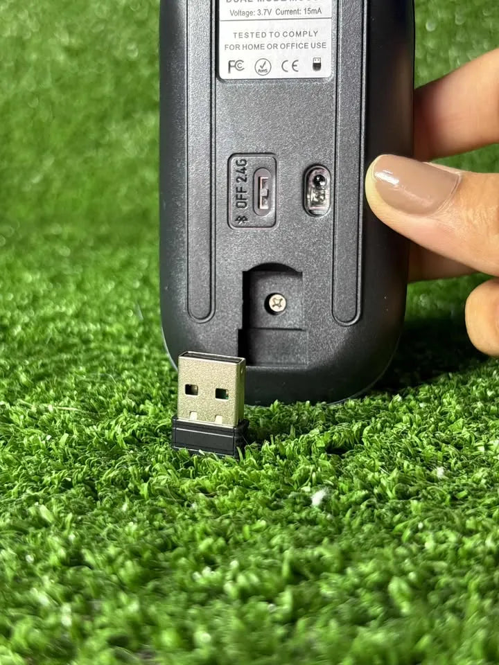Mouse Optico Inalambrico | Dpi Ajustable De 800 A 1600 | 2.4 Gb + Bluetooth | Ergonomico | Led | Transmision En Distancia 8 A 10 Metros | Alta Precision | Incluye Cable Para Cargar