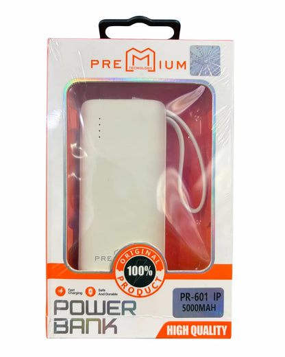 Power Bank 5.000 Mah | Entradas Tipo C Y USB | Incluye cable usb - Tipo C Y Lightning |  Premium 601 IP