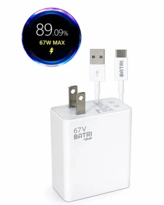 Cargador 67W | Carga Super Rapida | Adaptador + Cable Tipo C | Batri EK04