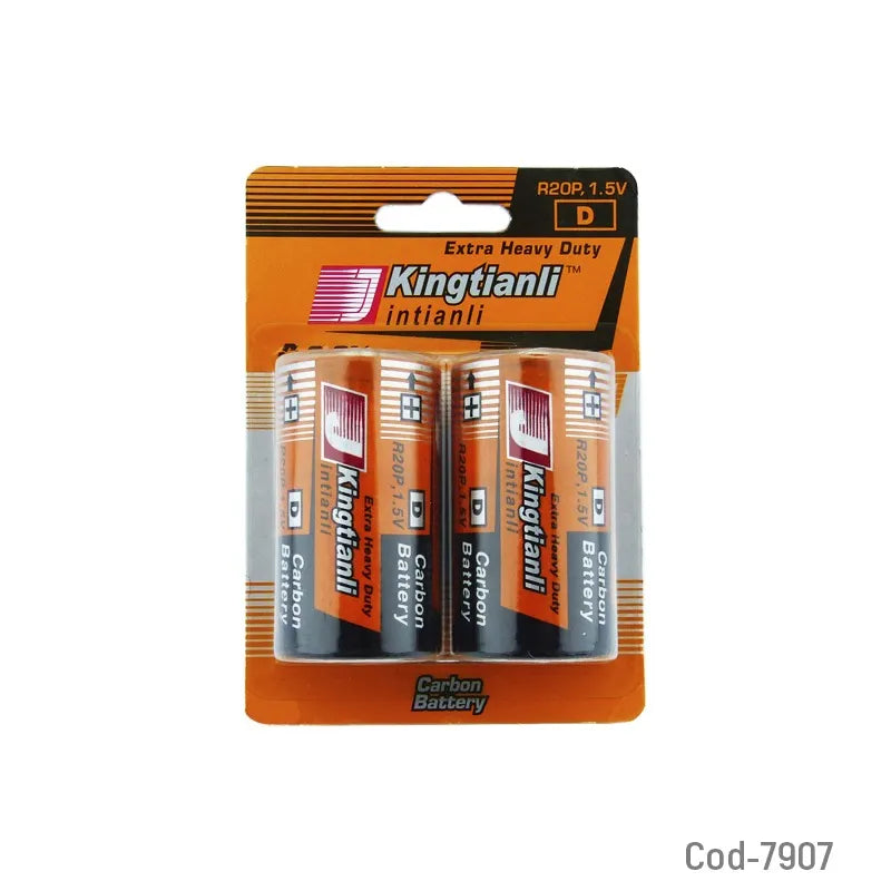 Pilas Tipo D Grande| Pack x 2 Unidades | Calidad | Carbono | Kingtianli