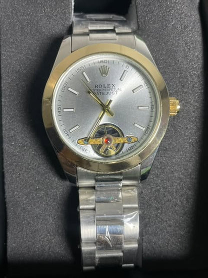 Reloj RLX | Day-Just SemiAutomatico | Sofisticado y Resistente | Plateado Y Dorado