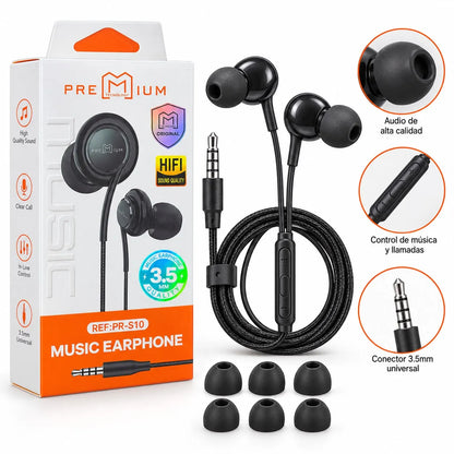 Audifonos Premium | Entrada 3.5 Mm | Con Microfono | Earphone | PR S10