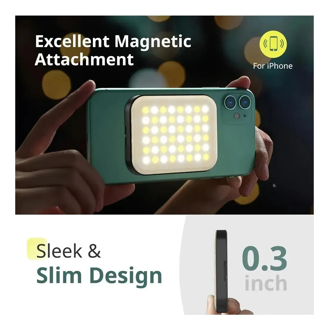 Luz Led Selfie Portatil Magnetica | Recargable | Temperatura de Color Ajustable | Con Pinza Para Encaganchar |  Panel de Luz | W80