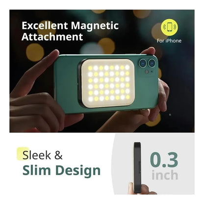 Luz Led Selfie Portatil Magnetica | Recargable | Temperatura de Color Ajustable | Con Pinza Para Encaganchar |  Panel de Luz | W80