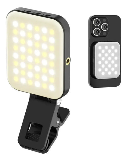 Luz Led Selfie Portatil Magnetica | Recargable | Temperatura de Color Ajustable | Con Pinza Para Encaganchar |  Panel de Luz | W80