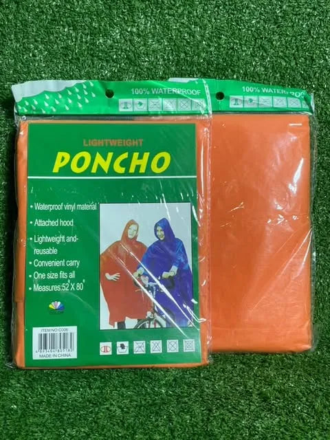 Poncho Impermeables Para Lluvia | 52 X 80 Adulto | Color Naranja