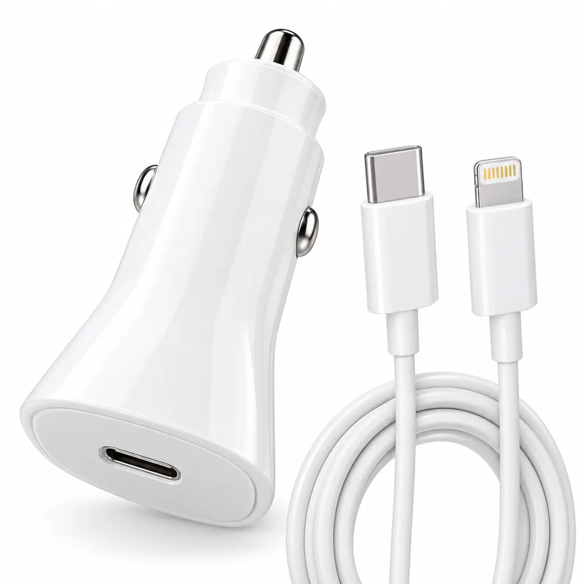 Cargador Iphone Para Auto 20w | Cargador Para Carro Completo |Adaptador + Cable tipo C  a Lightning | Carga Rapida