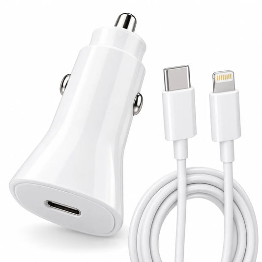 Cargador Iphone Para Auto 20w | Cargador Para Carro Completo |Adaptador + Cable tipo C  a Lightning | Carga Rapida