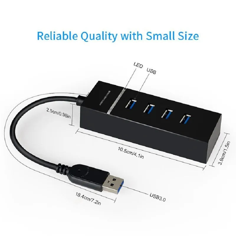 Hub Multipuerto | 4 Entradas USB | 3.0 | 1.2 Metros | Indicacion por Led | GT07