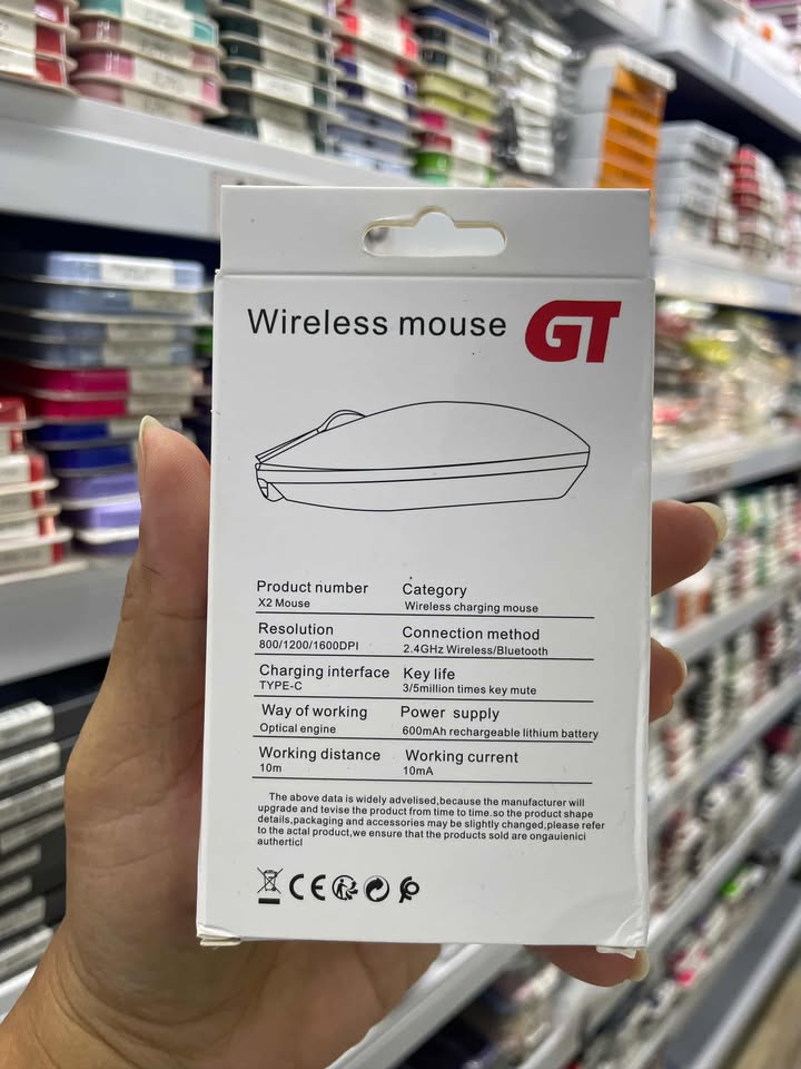 Mouse Inalambrico | Dpi Ajustable De 800 A 1600 | 2.4 Gb + Bluetooth | Ergonomico | Transmision En Distancia 8 A 10 Metros | Alta Precision | Incluye Cable Para Cargar | GT X2