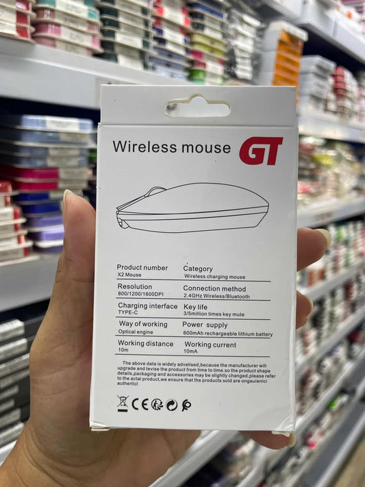 Mouse Inalambrico | Dpi Ajustable De 800 A 1600 | 2.4 Gb + Bluetooth | Ergonomico | Transmision En Distancia 8 A 10 Metros | Alta Precision | Incluye Cable Para Cargar | GT X2