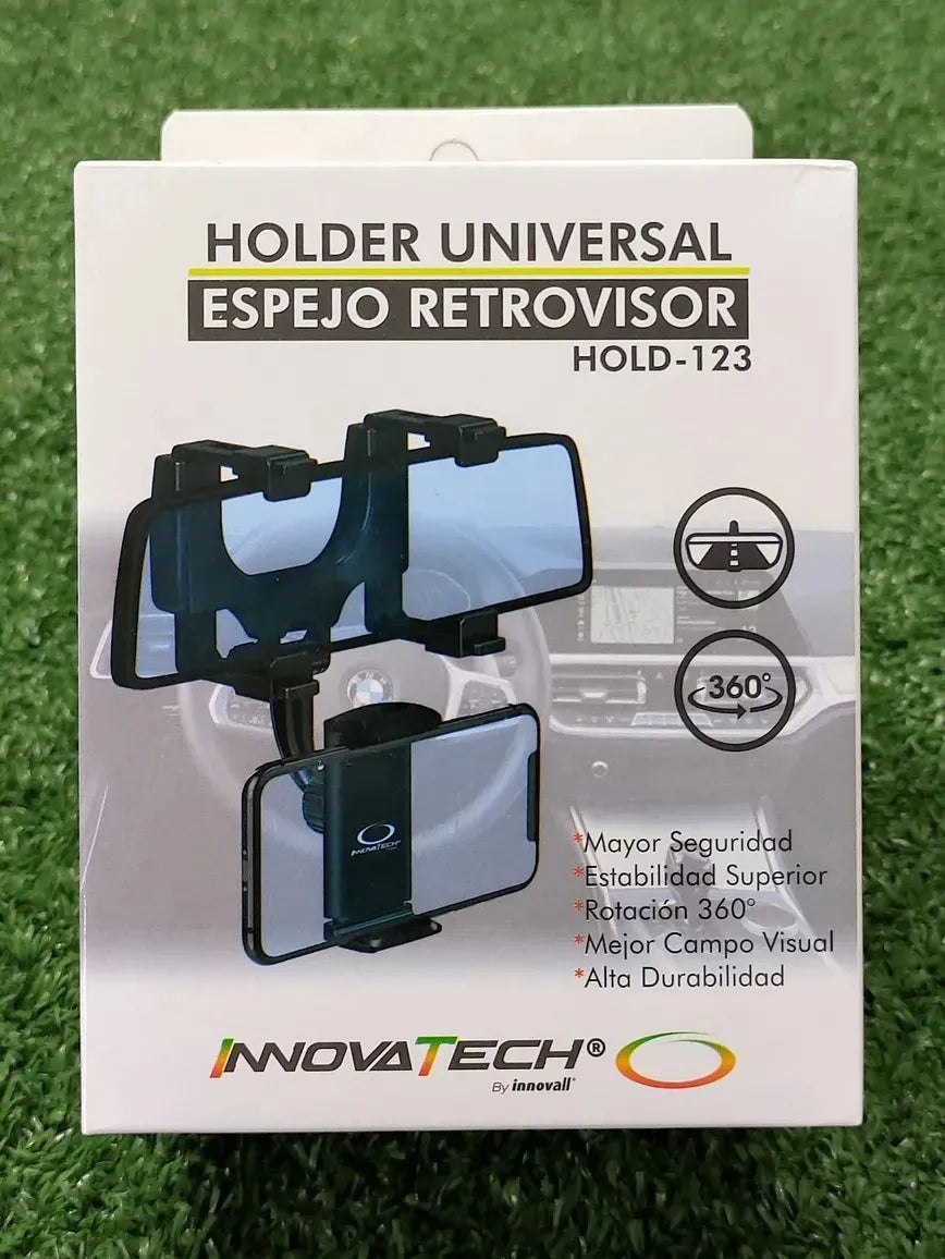 Soporte De Celular Para Carro | Holder Universal Espejo Retrovisor | Mayor Seguridad | Mejor Campo Visual | Alta Durabilidad | Innovatech