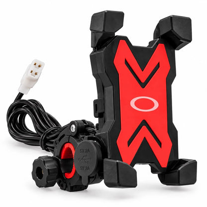 Soporte Porta Celular con Cargador Para Moto | Entrada USB con Tapa Protectora | Holder Ajustable Y Muy Resistente | NH-MOT/05