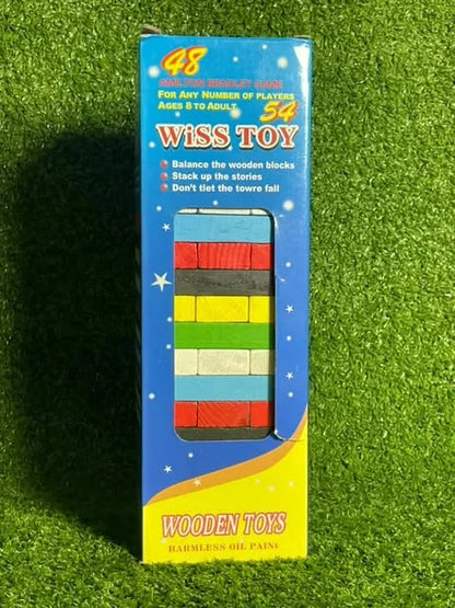 Jenga De Madera | Colores | 48 Piezas | 13cms | Incluye Dados