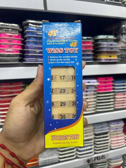 Jenga De Madera | Numeros | 48 Piezas | 13cms | Incluye Dados