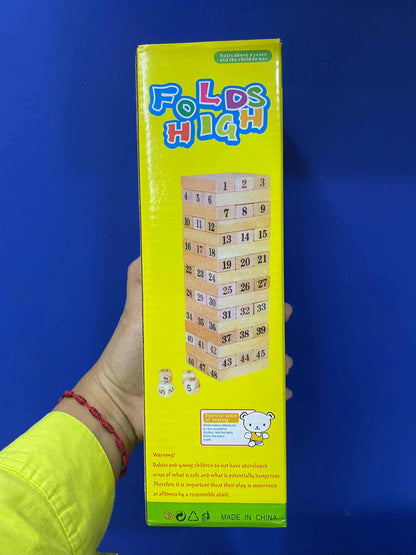 Jenga De Madera Grande | Numeros | 48 Piezas | 23cms | Incluye Cuatro Dados