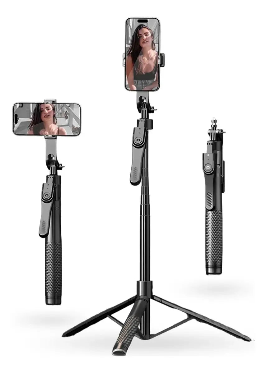 Tripode y Selfie | Ultralargo 2,15 metros | Cabezal con giro de 360° horizontal y hasta 180°/240° vertical | Resistente y Recargable | Incluye Mini Control para Tomar Foto y Cable de Carga | Ref K29
