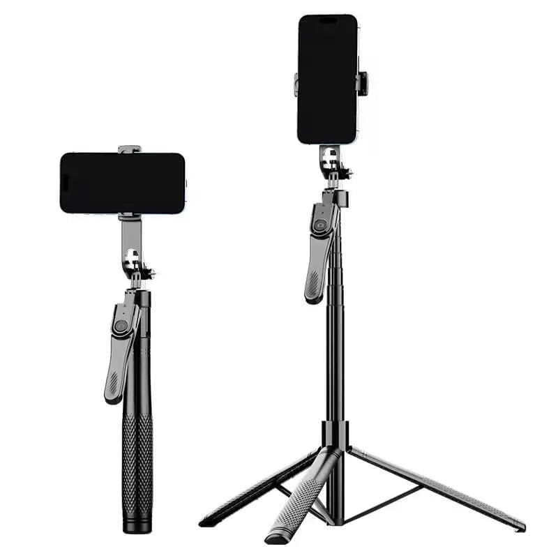 Tripode y Selfie | Ultralargo 2,15 metros | Cabezal con giro de 360° horizontal y hasta 180°/240° vertical | Resistente y Recargable | Incluye Mini Control para Tomar Foto y Cable de Carga | Ref K29