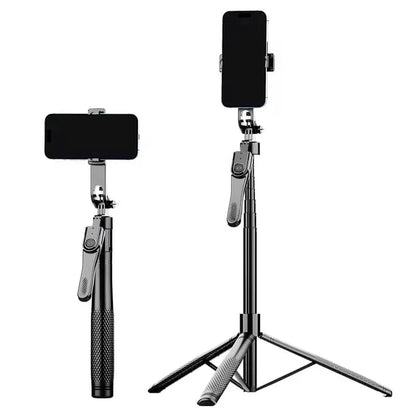 Tripode y Selfie | Ultralargo 2,15 metros | Cabezal con giro de 360° horizontal y hasta 180°/240° vertical | Resistente y Recargable | Incluye Mini Control para Tomar Foto y Cable de Carga | Ref K29