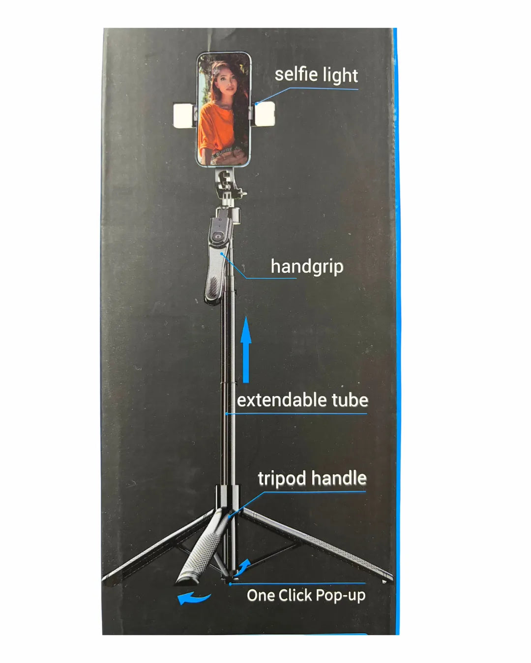 Tripode y Selfie | Ultralargo 2,15 metros | Cabezal con giro de 360° horizontal y hasta 180°/240° vertical | Resistente y Recargable | Incluye Mini Control para Tomar Foto y Cable de Carga | Ref K29