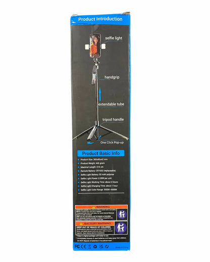 Tripode y Selfie | Ultralargo 2,15 metros | Cabezal con giro de 360° horizontal y hasta 180°/240° vertical | Resistente y Recargable | Incluye Mini Control para Tomar Foto y Cable de Carga | Ref K29