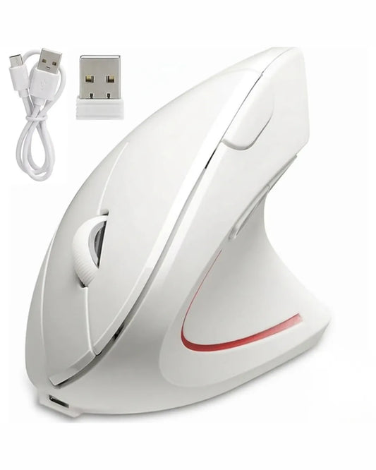 Mouse Inalambrico | Ergonomico | 2.4 Ghz + Bluetooth | Recargable | Alta Precision | Incluye Cable Para Cargar | Color Blanco | LMO-07