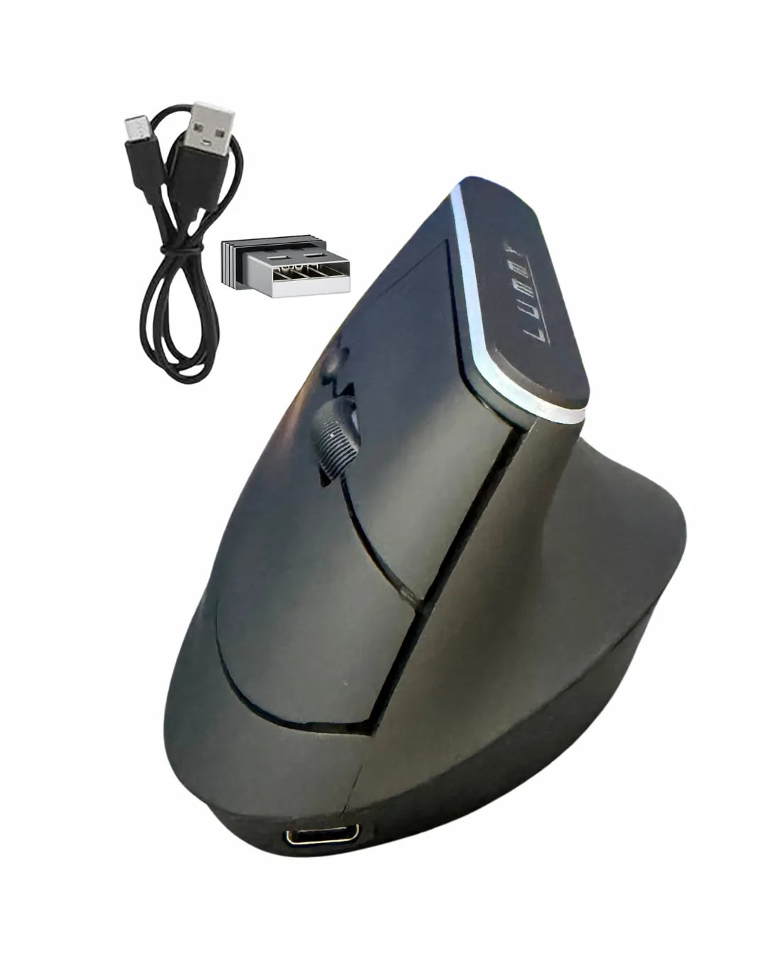 Mouse Inalambrico | Ergonomico | 2.4 Ghz + Bluetooth | Recargable | Alta Precision | Incluye Cable Para Cargar | Color Negro | LMO-01