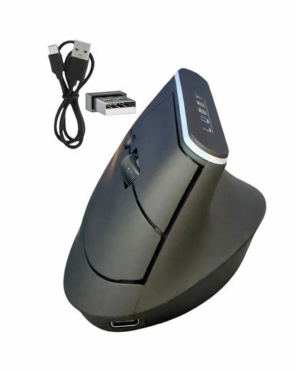 Mouse Inalambrico | Ergonomico | 2.4 Ghz + Bluetooth | Recargable | Alta Precision | Incluye Cable Para Cargar | Color Negro | LMO-01