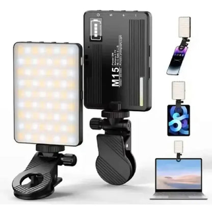 Luz Led Selfie Portatil | Temperatura de Color Ajustable |Recargable con Indicador de Estado de Carga |  Panel de Luz | M15
