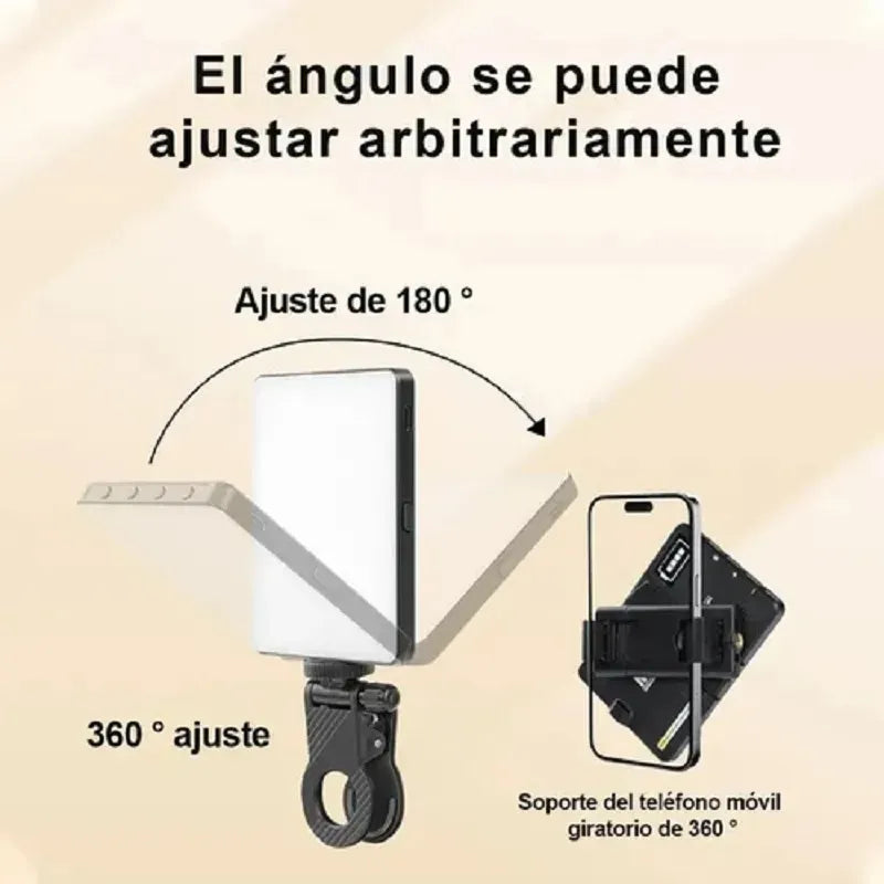 Luz Led Selfie Portatil | Temperatura de Color Ajustable |Recargable con Indicador de Estado de Carga |  Panel de Luz | M15