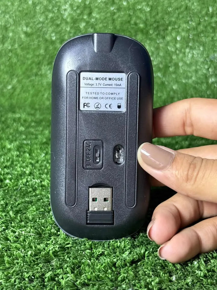 Mouse Optico Inalambrico | Dpi Ajustable De 800 A 1600 | 2.4 Gb + Bluetooth | Ergonomico | Led | Transmision En Distancia 8 A 10 Metros | Alta Precision | Incluye Cable Para Cargar