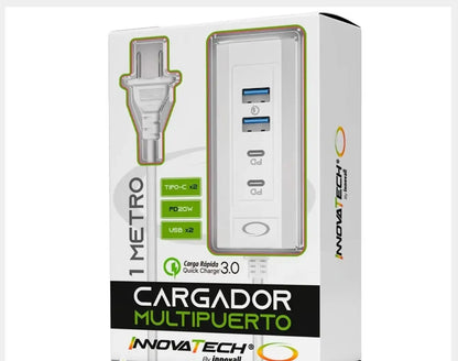 Cargador Multipuerto | Tipo C X2 Y USB X2 | PD20W | 3.0 Quick Charge | Innovatech