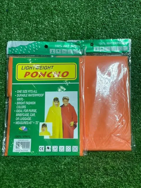 Poncho Impermeables Para Lluvia | Niños | Color Naranja | 45 X 72