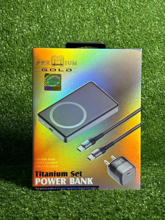 Power Bank 10.000 Mah | Premium Gold Set | Incluye adatador + Cable