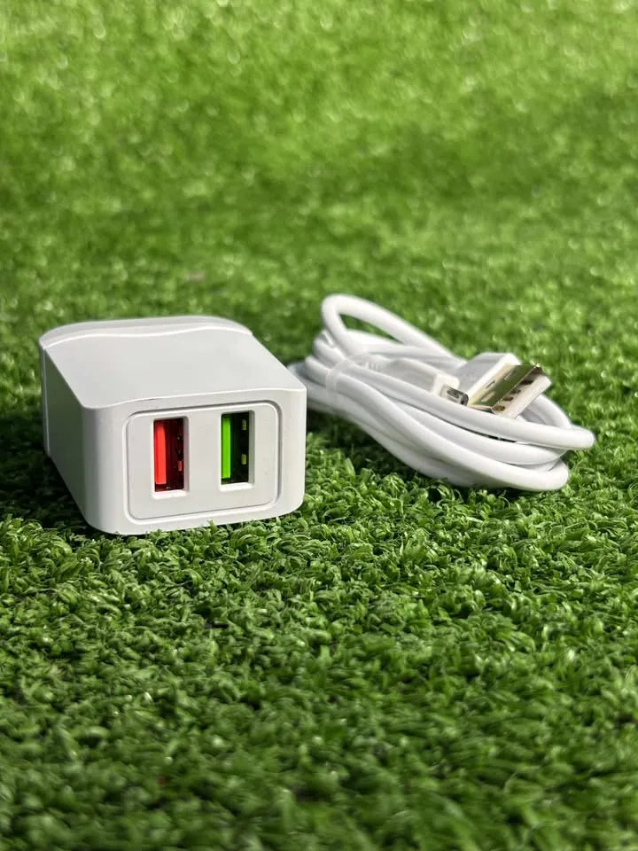 Cargador V8 | 2 Puertos USB | Premium | 3.4 Amperios | Cargador Completo | Cable + Adaptador