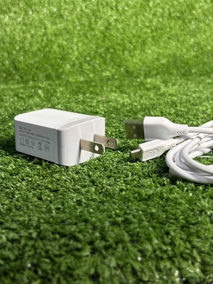 Cargador V8 | 2 Puertos USB | Premium | 3.4 Amperios | Cargador Completo | Cable + Adaptador