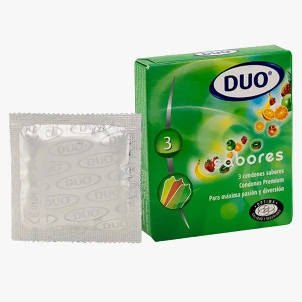 Condones Duo | Lubricado | Sabores | Paquete X 3 Unidades