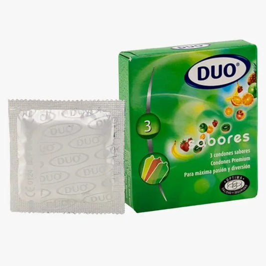 Condones Duo | Lubricado | Sabores | Paquete X 3 Unidades