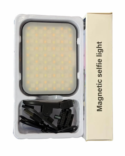 Luz Led Selfie Portatil Magnetica | Recargable | Temperatura de Color Ajustable | Con Pinza Para Encaganchar |  Panel de Luz | W80