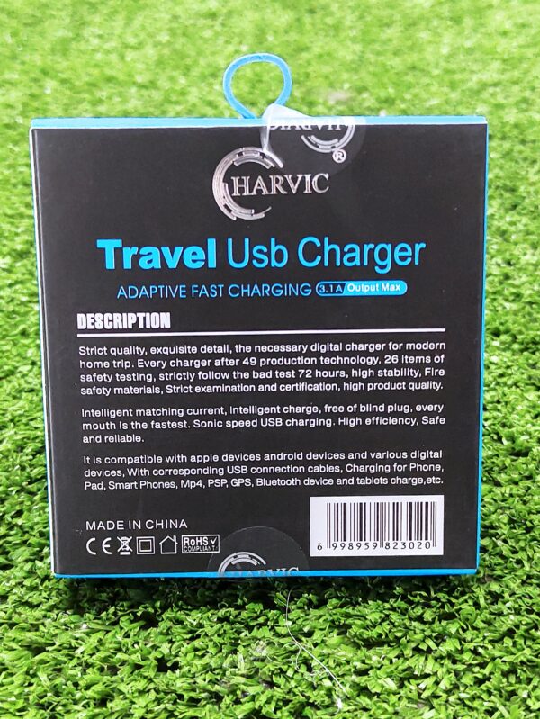 Cargador Completo 2 En 1 | V8 | Harvic | 3.1 A | Travel Usb Charger - Imagen 3