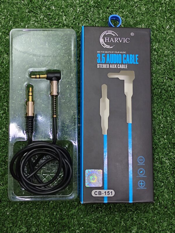 Cable Auxiliar 1x1 | Harvic | 3.5 Audio Cable | Stereo Aux Cable | Punta Ergonomica - Imagen 2